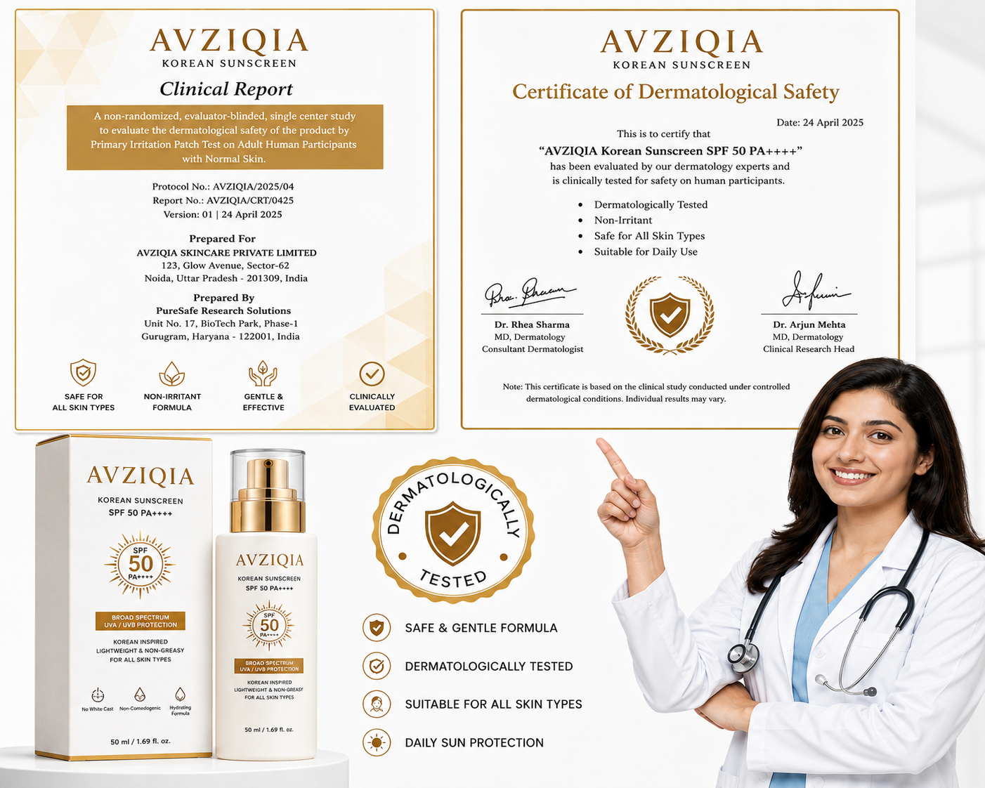 AVZIQIA कोरियन सनस्क्रीन एसपीएफ 50